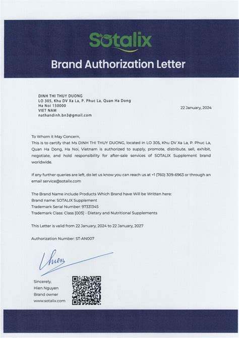 Brand Authorization Letter Sotalix Supplement