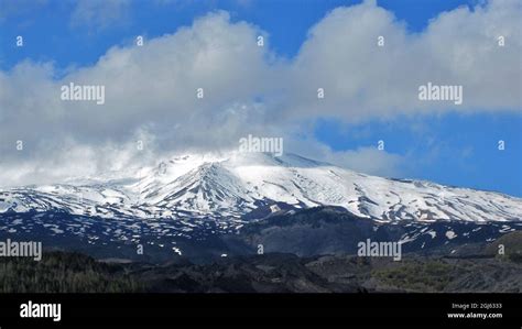 View Of Snow Capped Mount Etna Volcano Stock Photo Alamy