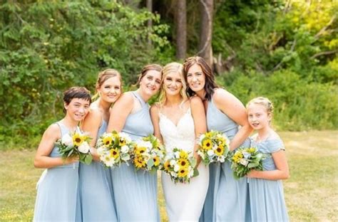 Dusty Blue And Yellow Wedding Color Combos Dusty Blue Bridesmaid