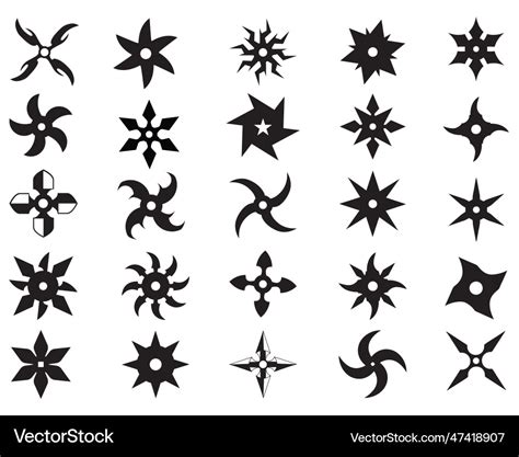 Ninja Stars Silhouette Bundle Royalty Free Vector Image