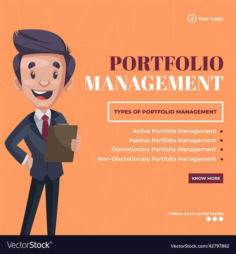 Portfolio Management Cartoon Style Banner Design Vector Image