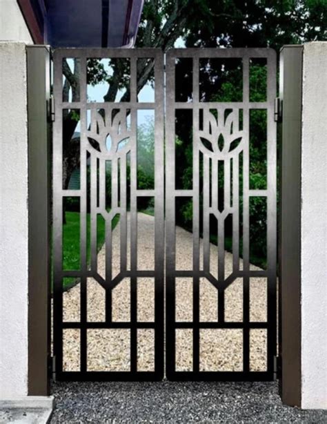 Modern Laser Cut Artistic Fence Design Wrought Iron Gate Custom