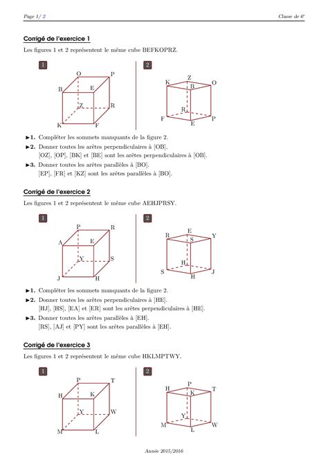 Représentation dans l espace Corrigé série d exercices 3 AlloSchool