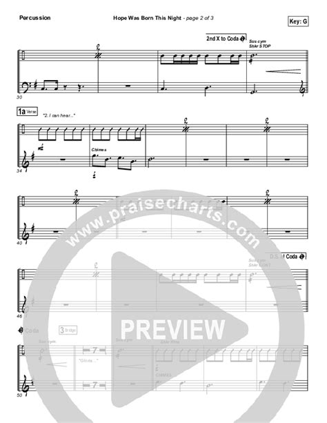 Hope Was Born This Night Percussion Sheet Music Pdf Sidewalk Prophets