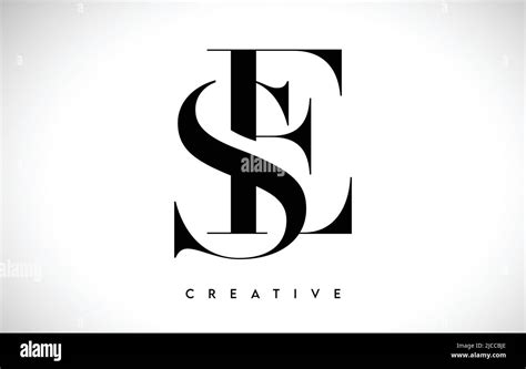 SE Artistic Letter Logo Design With Creative Serif Font In Black And