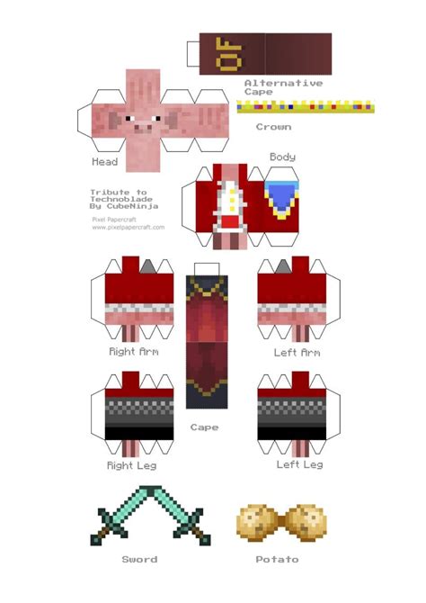 Technoblade Minecraft Printables Papercraft Minecraft Skin The Best