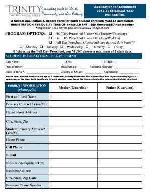 Fillable Online A School Application Record Form For Each Student