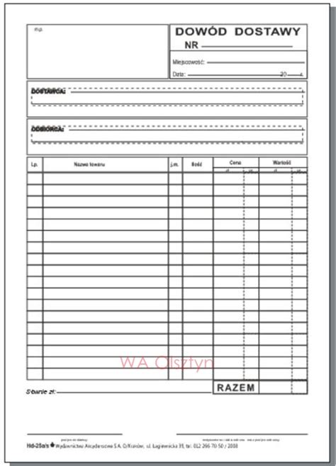 Hd A S Dow D Dostawy Pionowy Format A Wydawnictwa Akcydensowe