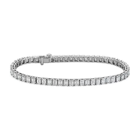 Emerald Diamond Tennis Bracelet In 14k White Gold 1198 Ct Tw