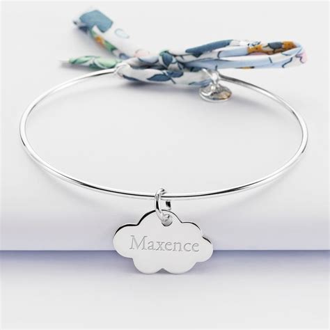 Bracelet Jonc Argent Personnalis Cordon Liberty Et M Daille Nuage