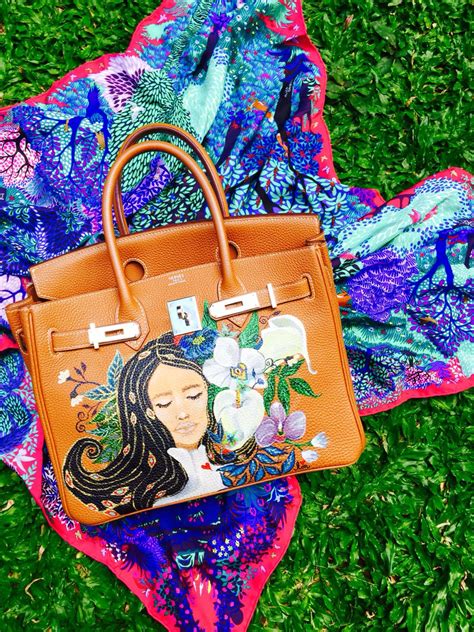 Hand Painted Hermes Birkin By Artist Love Marie Aka Heart Evangelista