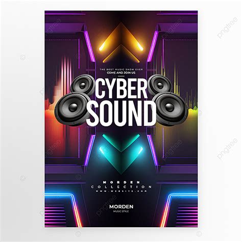 Speaker Neon Light Effect Border Music Party Poster Template Download