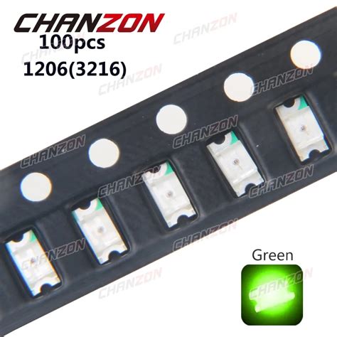 Aliexpress Buy 100pcs SMD 1206 3216 LED Chip Diode Green 20mA