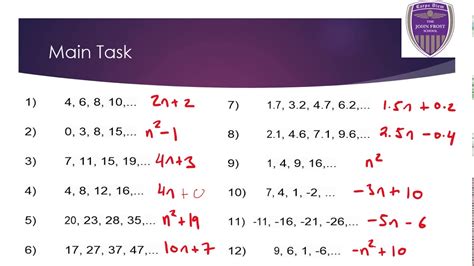 17 Year 9 Scheme 1 Algebra Finding The Nth Term Youtube