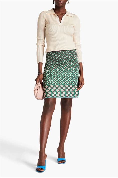 DIANE VON FURSTENBERG Metallic Jacquard Knit Mini Skirt THE OUTNET