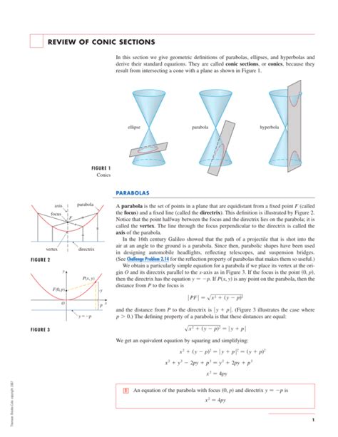 Review Of Conic Sections