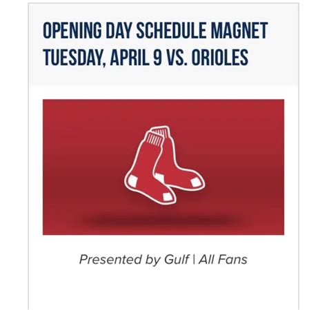 Boston Red Sox Sga Fenway Park Schedule Magnet Opening Day