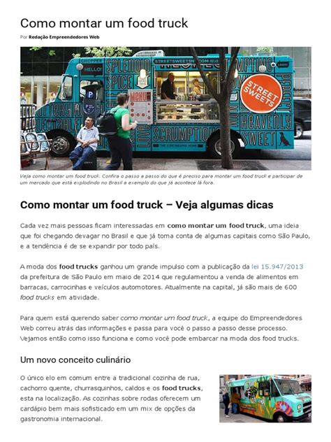 Como Montar Um Food Truck Pdf Adaptação Cidade