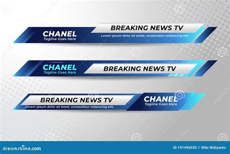 Set Of Broadcast News Lower Thirds Banner Template For Television