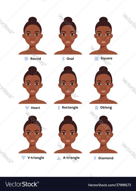 Woman Face Types Beautiful Black Girl Royalty Free Vector