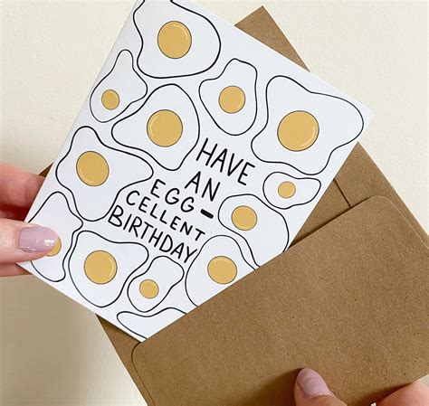 Birthday Greeting Card Egg-cellent Birthday Greeting Card - Etsy