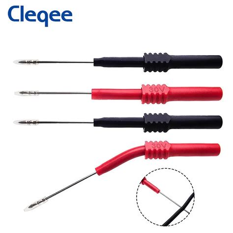 Cleqee P5009 4pcs Soft Pvc Insulation Piercing Needle Non Destructive Multimeter Test Probes Red