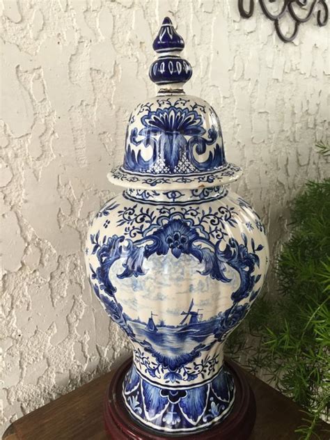 Large S Old Delft Ginger Jar Antique Chinois Vase Etsy Blue