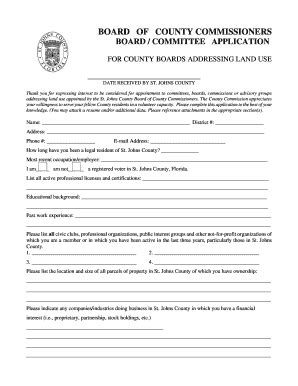 Fillable Online Co St Johns Fl Application For County Boards Addressing