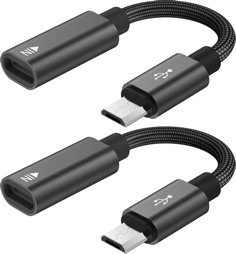 Kuxiyan Adaptador Usb C A Micro Usb 2 Unidades Tipo C Hembra A Micro Usb Macho Cargador