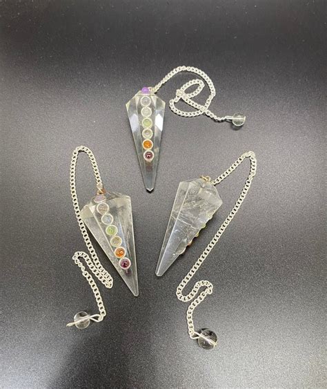 Crystal Quartz 6 Facet 7 Chakra Gemstone Pendulum Healing Dowsing