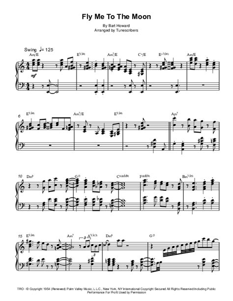 Fly Me To The Moon Arr Tunescribers By Bart Howard Sheet Music For