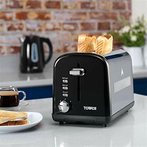 Tower S Steel S Toaster Broodrooster Zwart Met Variabele