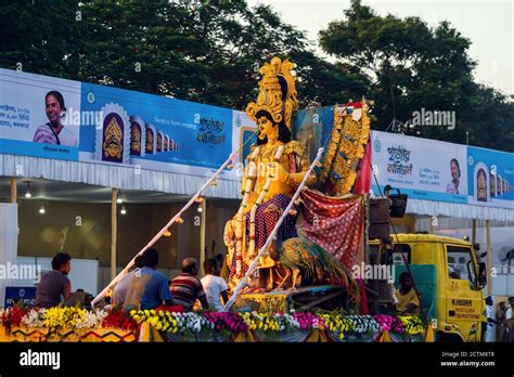 Kolkata, West Bengal, India, October, 2019 : Kartik Thakur Puja background. Indian Hindu God of ...