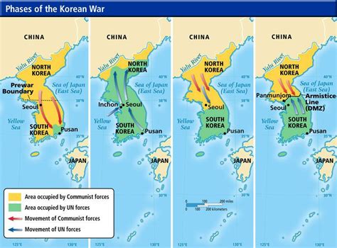 Phases Of The Korean War 1950 1953 Korean War Cold War Map Cold War