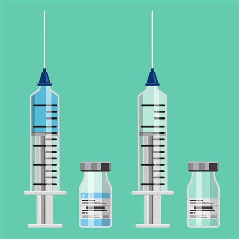 Jeringa M Dica De Pl Stico Con Vacuna Y Jeringa Vac A Con Vial Icono