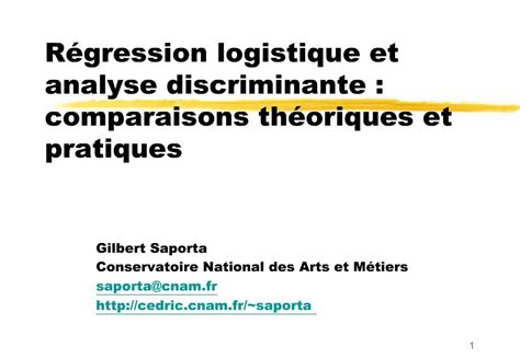 Ppt R Gression Logistique Et Analyse Discriminante Comparaisons Th