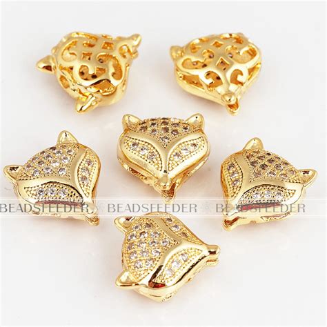 Fox Beads Fox Face Fox Head Beadanimal Beads Micro Pave - Etsy