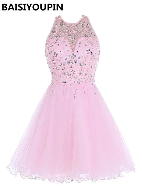 Pink Short Homecoming Dresses 2016 Vestido 15 Anos Curto Cheap Beaded