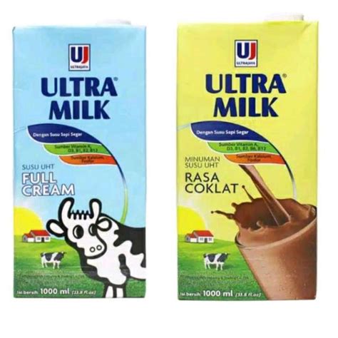 Jual Susu Ultra Milk Full Cream 1000ml Uht 1L Plain Coklat Shopee