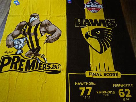 Afl 2013 Hawthorn Hawks Character And Premiership Beach Towel