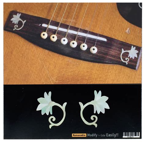 Acoustic Guitar Bridge Inlay Sticker Oriental Flowers 2pcsset