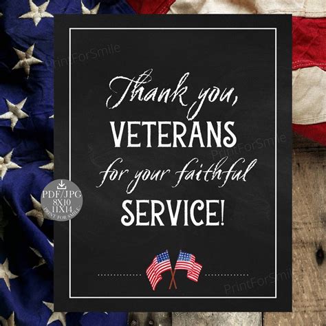 Thank You Veterans Day Sign PRINTABLE - Etsy