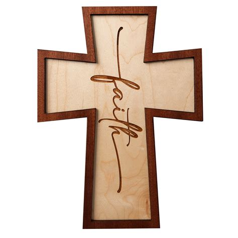 Dexsa Faith Inspirational Laser Cut Wood Cross Plaque 7 5 Inches X 10