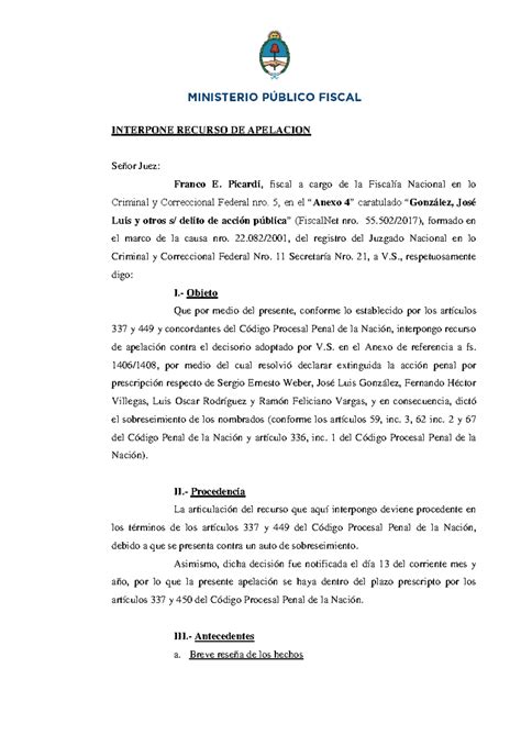 Modelo Apelación Prescripción Anexo 4 18 12 19 Interpone Recurso De