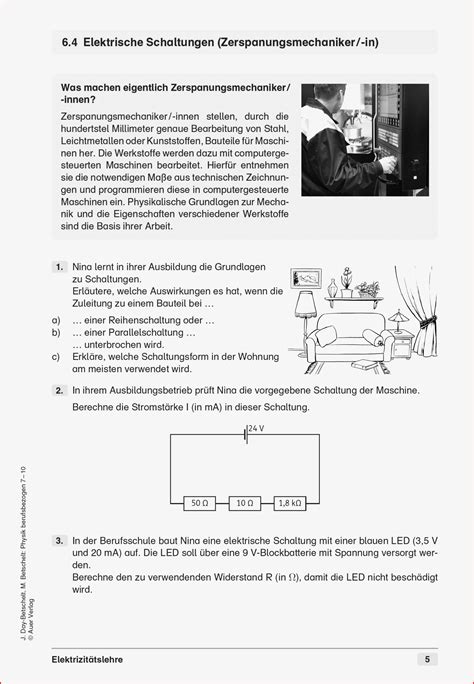 Sekundarstufe Unterrichtsmaterial Physik Elektrizitätslehre