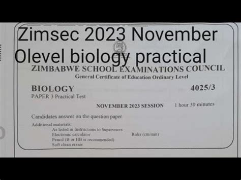 Zimsec Olevel Biology Practical Paper November Youtube