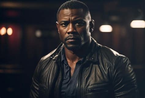 Premium Ai Image African American Man In Leather Jacket With Intense Look