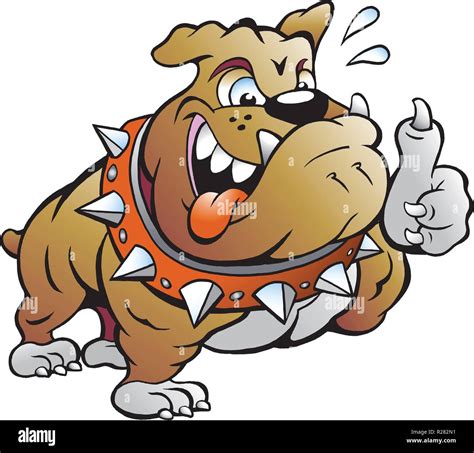 Vector Cartoon Illustration Of An Excited Strong Muscular Bull Dog