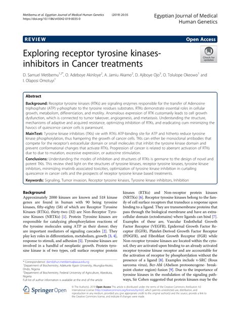 Exploring Receptor Tyrosine Kinases Inhibitors In Cancer Docslib