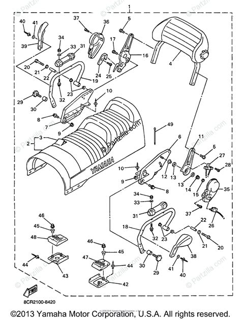 Yamaha Snowmobile 1998 Oem Parts Diagram For Alternate Dx Semi Double Seat